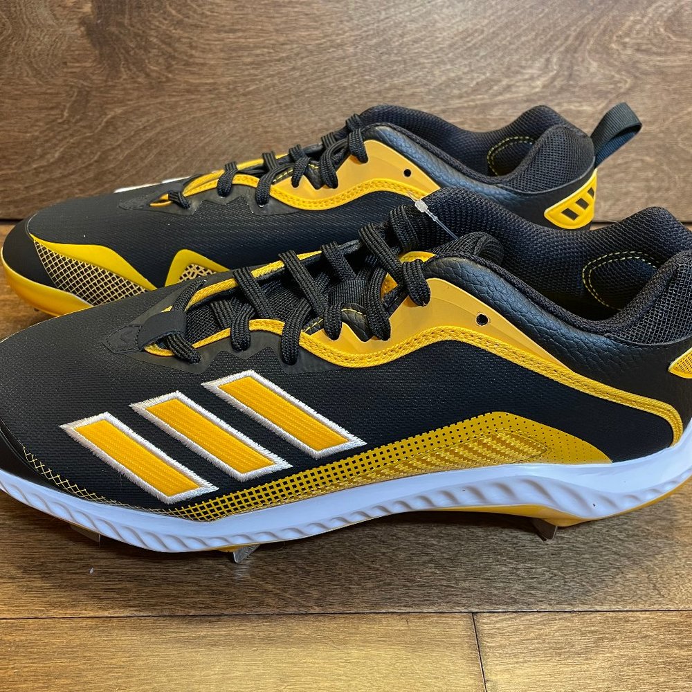 NEW Adidas Icon 6 Ironskin Metal Baseball Cleats Black/Yellow FV9346 Men's Sz 12